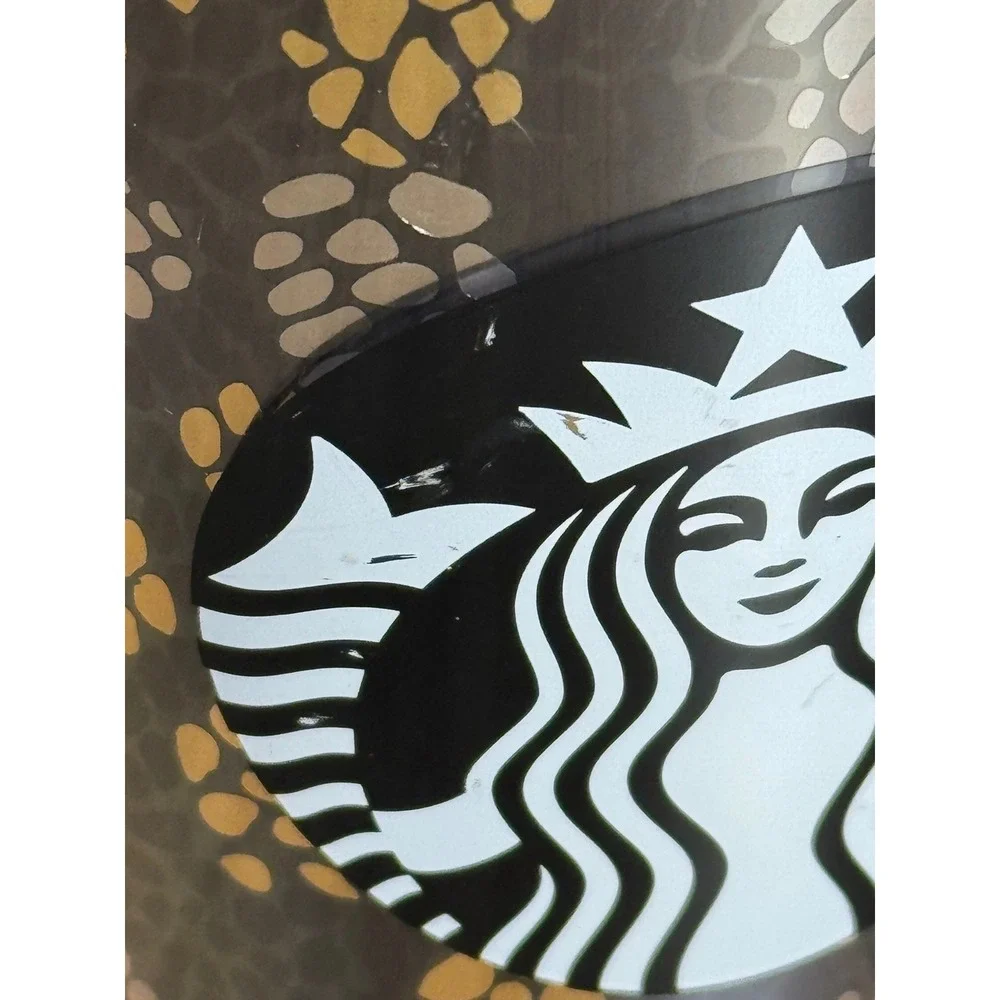 Starbucks Texas Snake Print Tumbler‎ Reusable Cup With Straw Lid chrome look lid